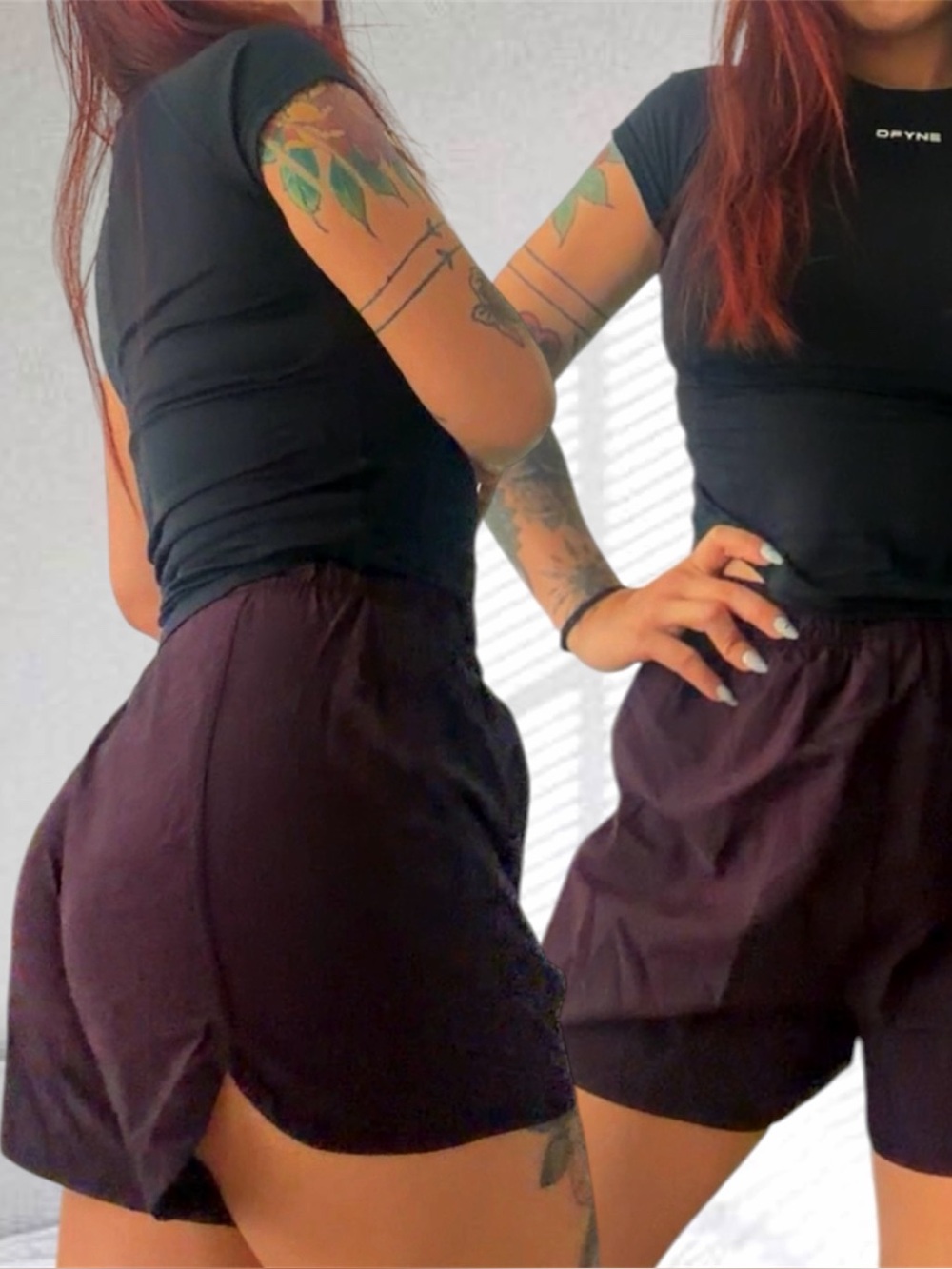 2/$20‼️ GYMSHARK | FLOWY BURGUNDY SCALLOP RUNNING SHORTS
